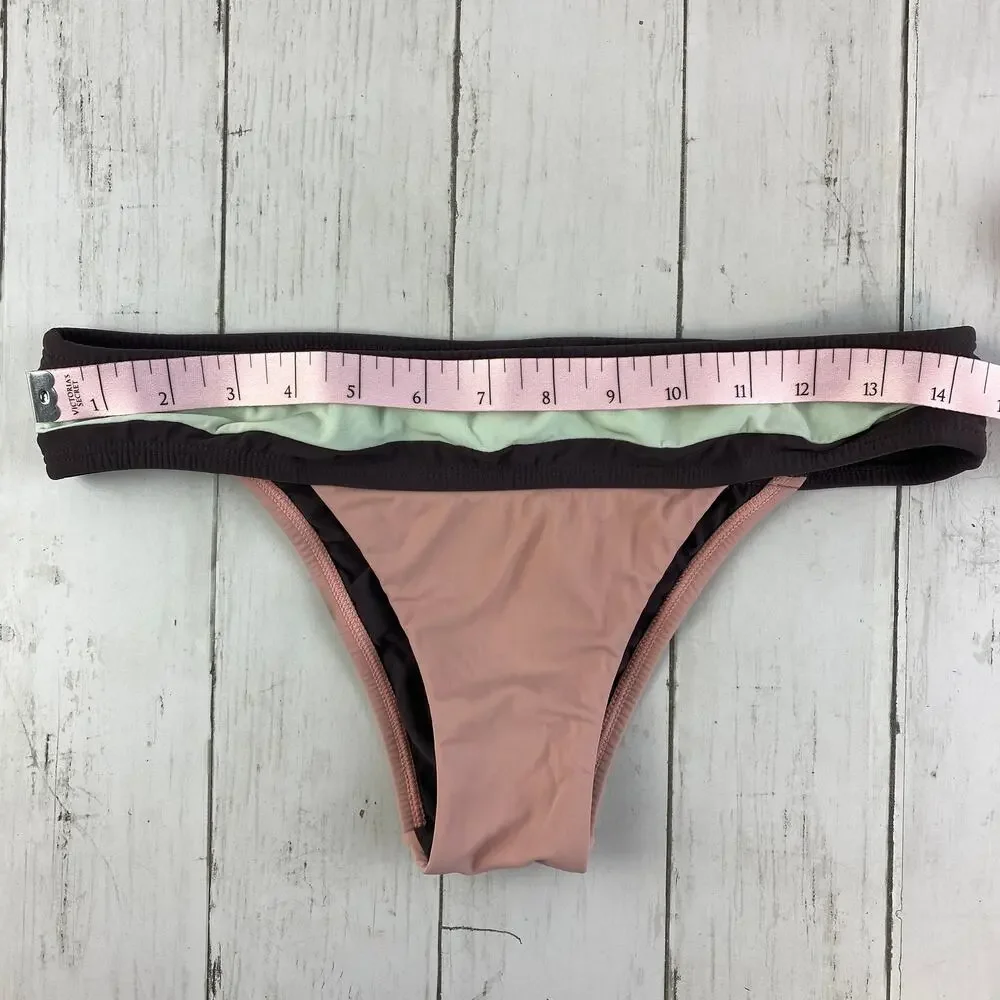 PilyQ Pink Riviera Color Block Teeny Cut Bikini Bottom Size Medium